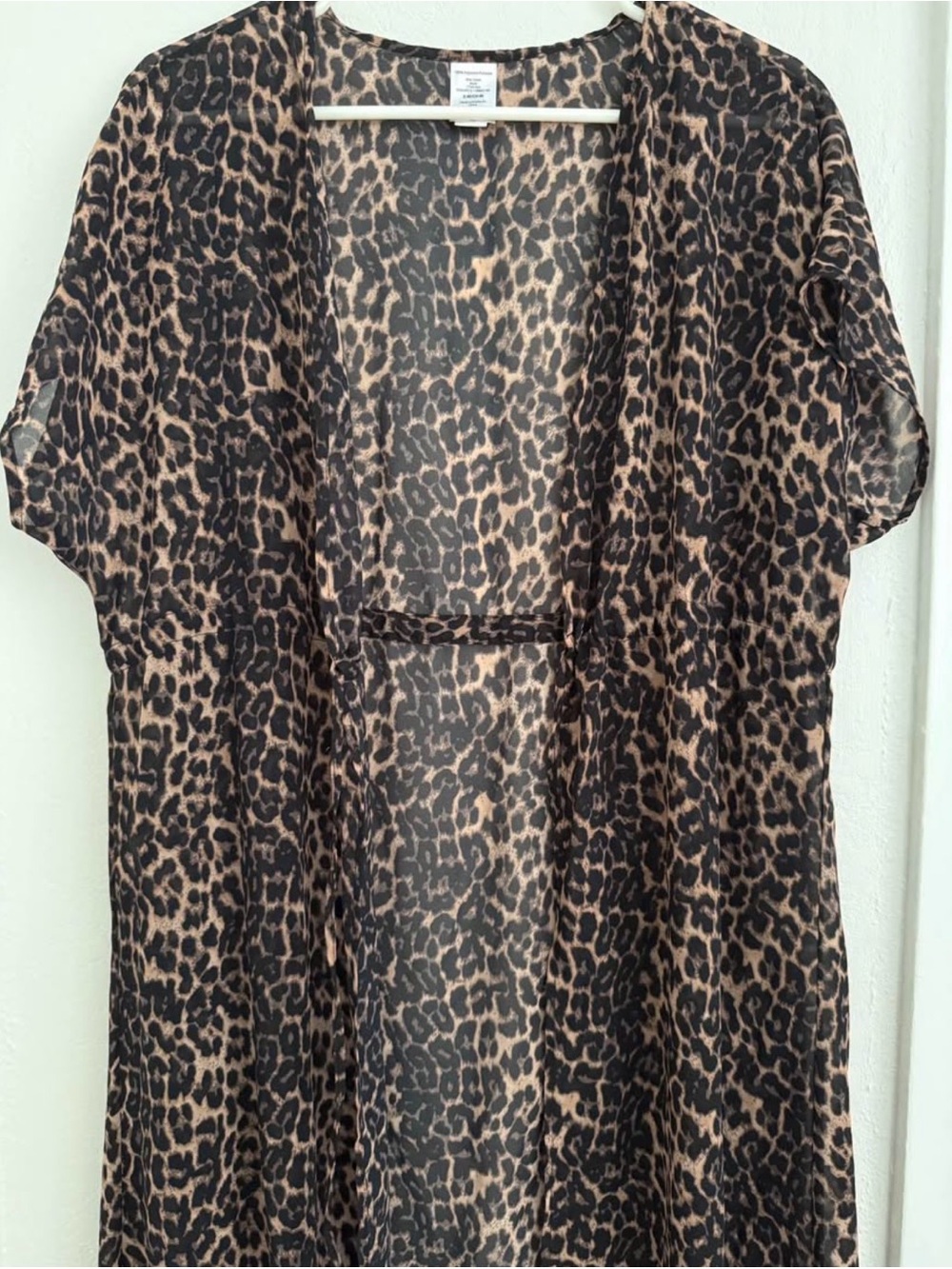 Leopard Print Sheer Kimono Cover-Up
